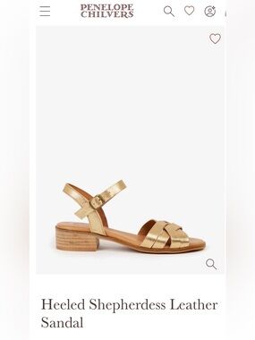 ISO- Penelope Chilvers Heeled Shepherdess Leather Gold or Tan Sandals Size 8